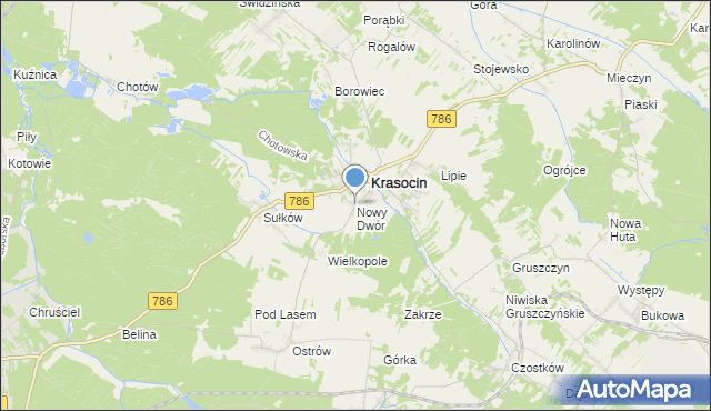 mapa Nowy Dwór, Nowy Dwór gmina Krasocin na mapie Targeo